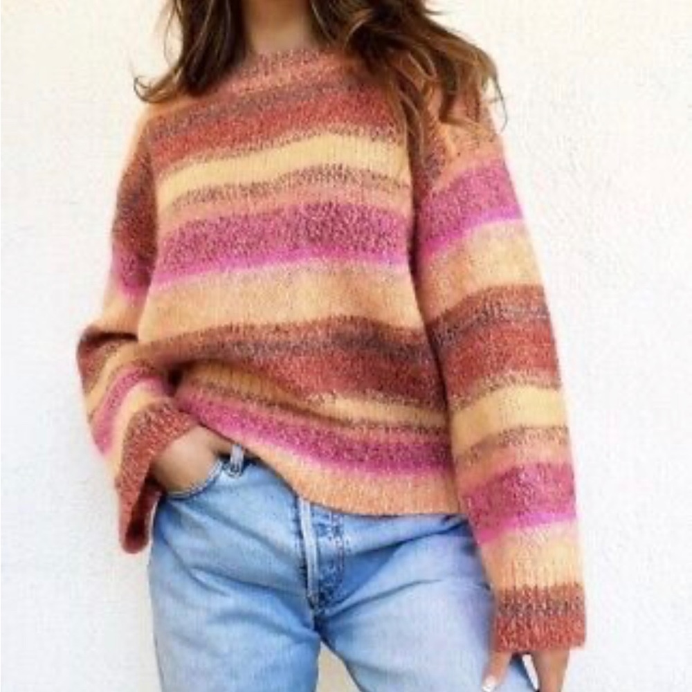Jcrew Wide-sleeve alpaca-blend sweater in ombré stripe size small brand new